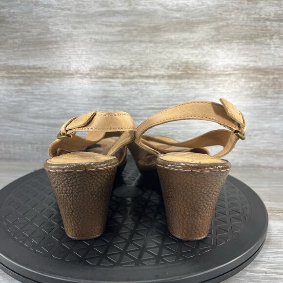 Born Woman’s Ashley Brown Leather Wedge Sandals Size 8 - Picture 5 of 10